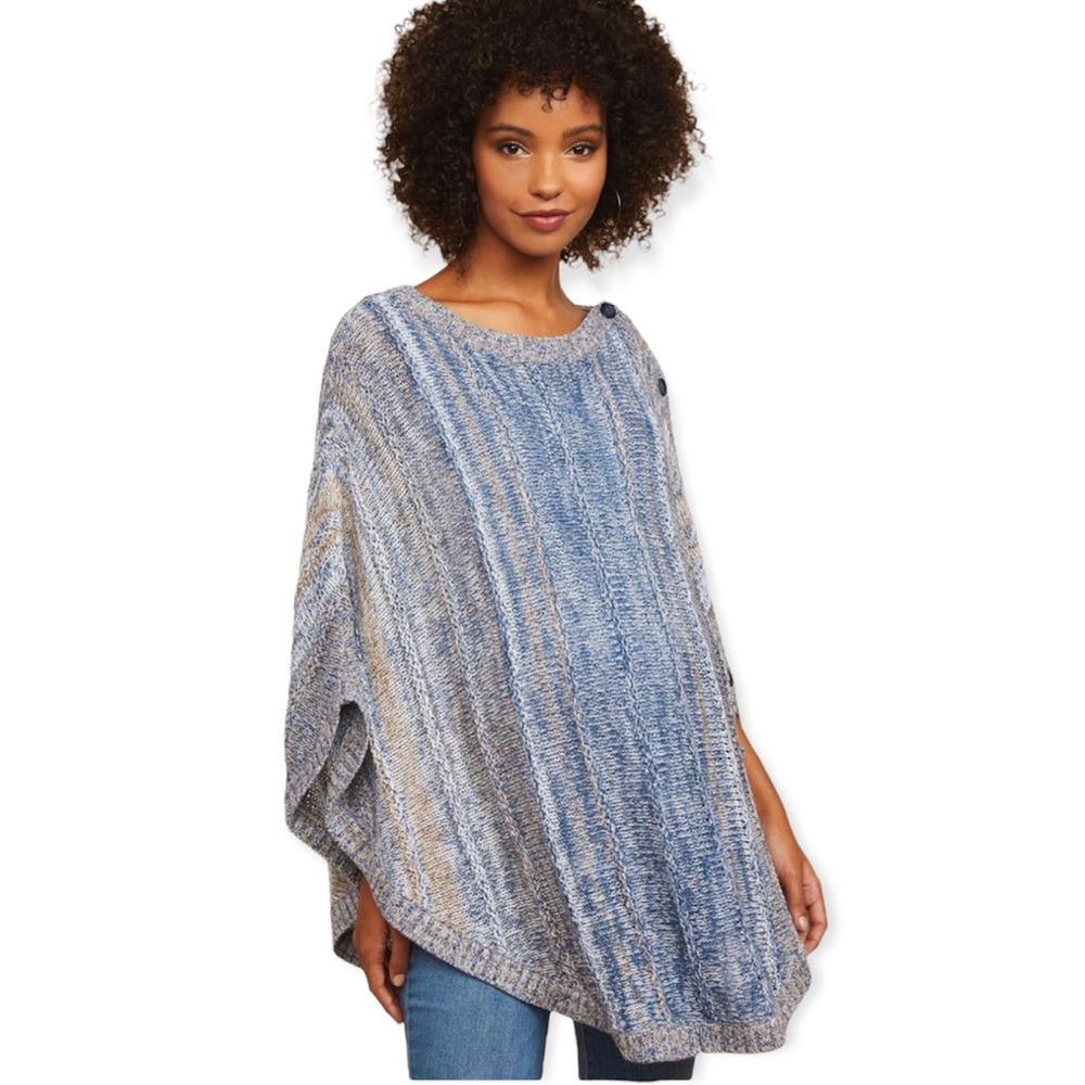 Motherhood Maternity Blue Gray Knit Maternity Poncho